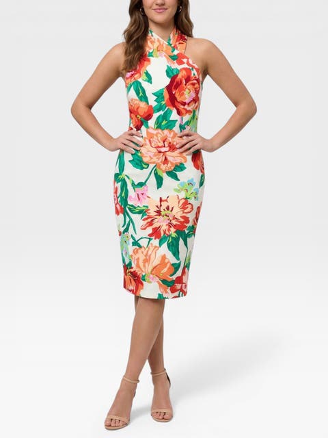Harland Crossover Halter Midi Dress