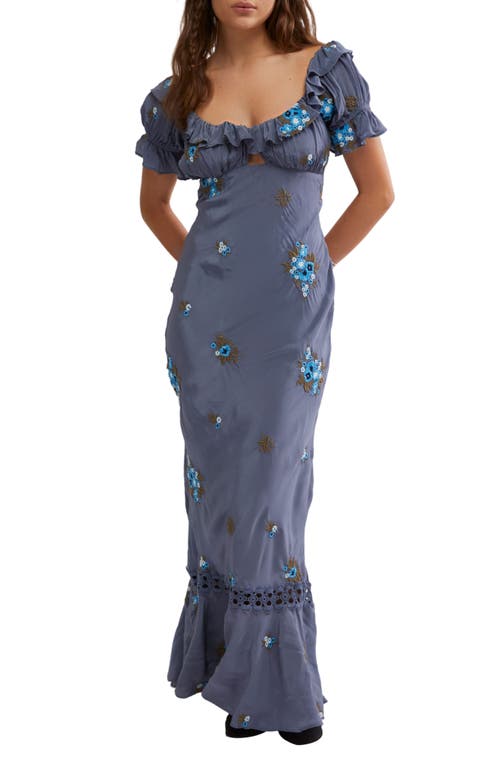 Free People Bali Santa Cruz Ruffle Dress In Vintage Indigo Combo