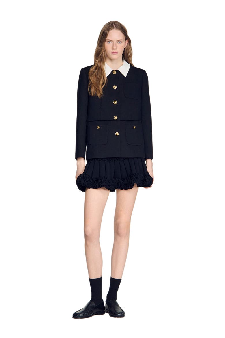 Jacket with contrast collar, Main, color, Black