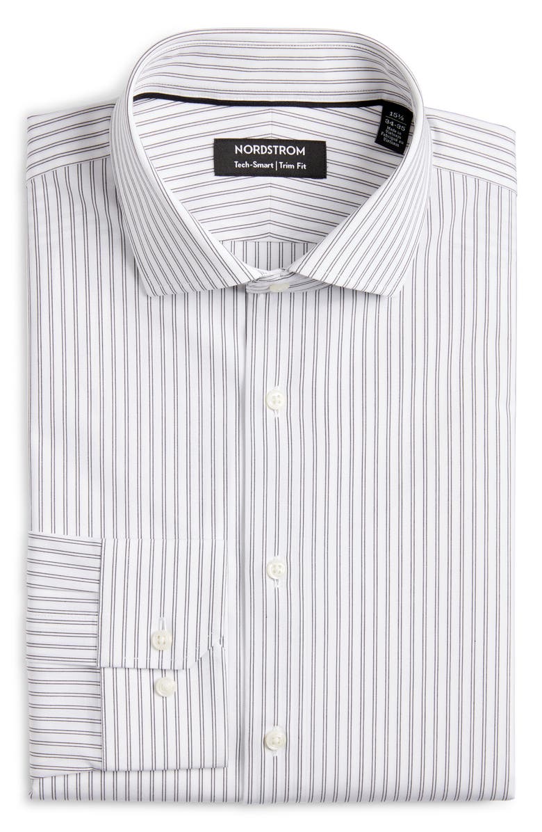 Nordstrom Tech Smart Trim Fit Non-Iron Stripe Dress Shirt, Alternate, color, 