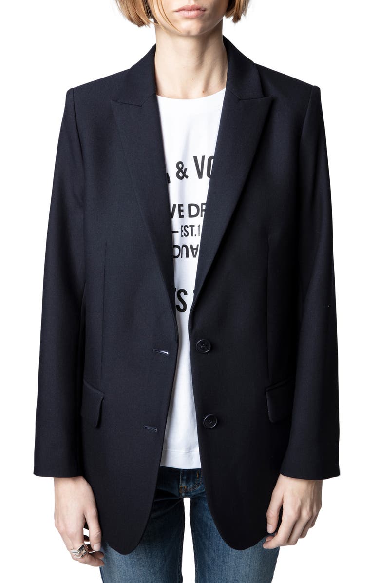 Zadig & Voltaire Viva Beaded Skull Blazer, Main, color,