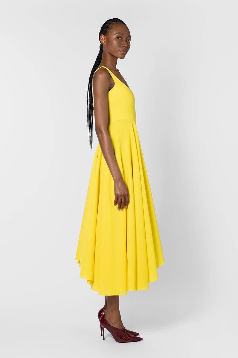 Awn Crepe Floaty Midi Dress, Alternate, color, Jaune