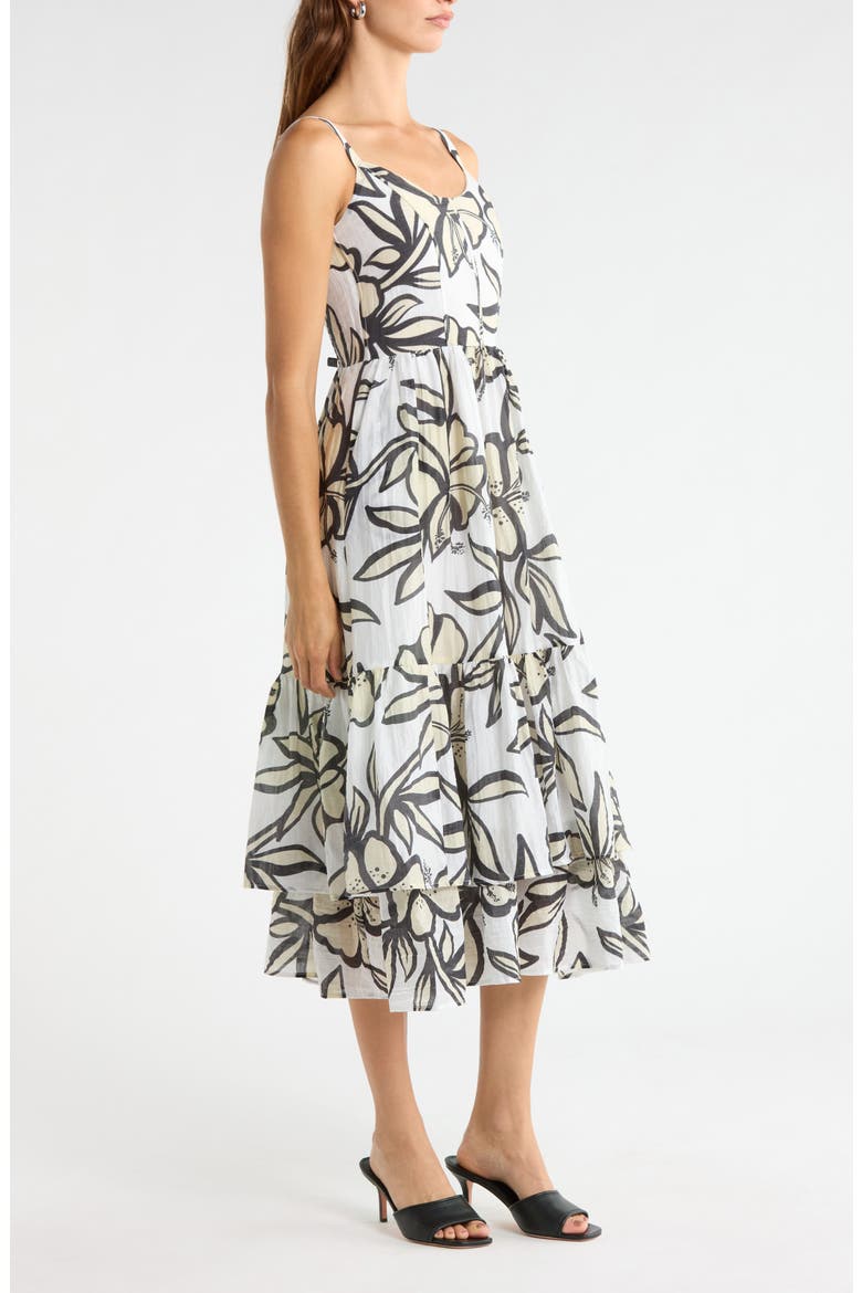 Floral Sweetheart Neck Tiered Dress, Alternate, color, IVORY MULTI