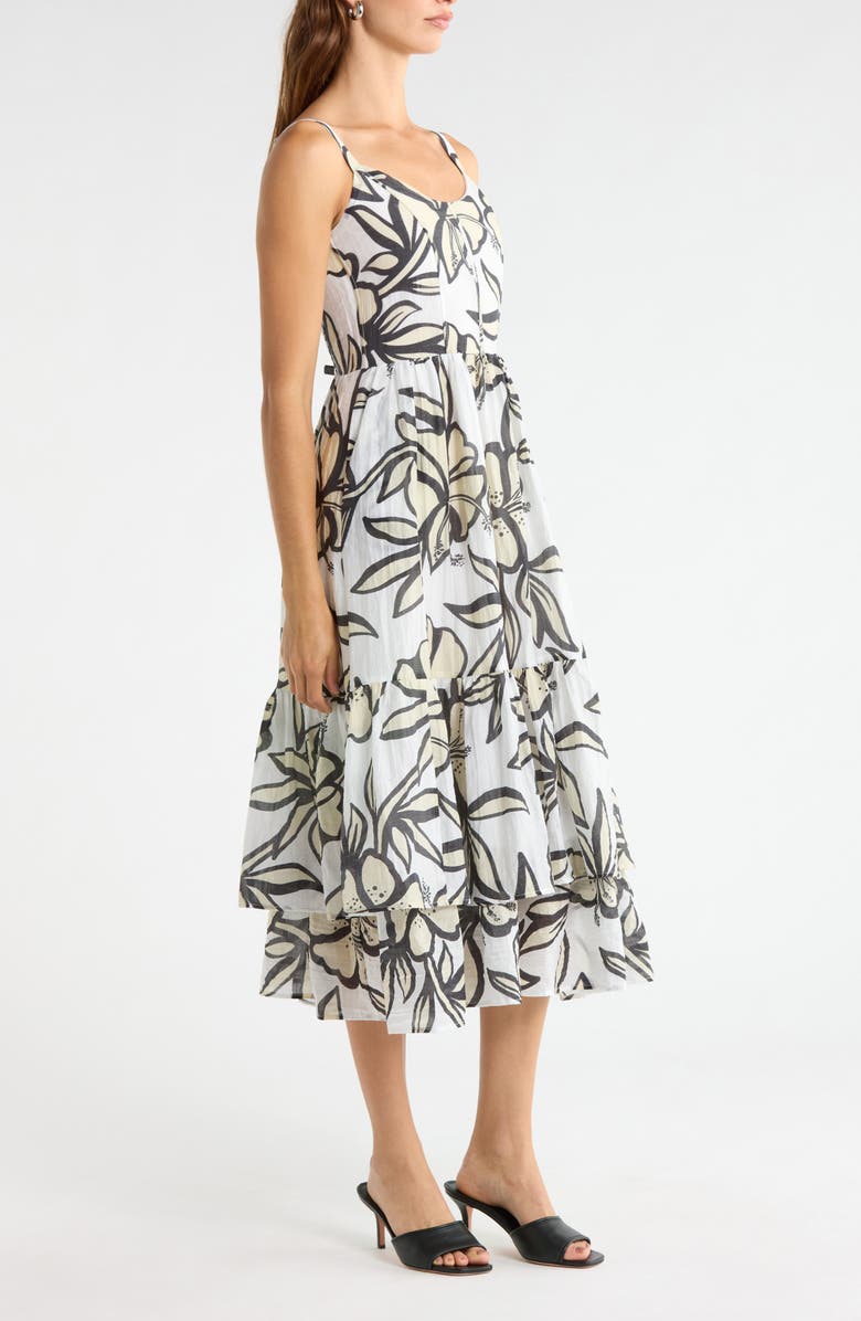 MELLODAY Floral Sweetheart Neck Tiered Dress, Alternate, color, Ivory Multi