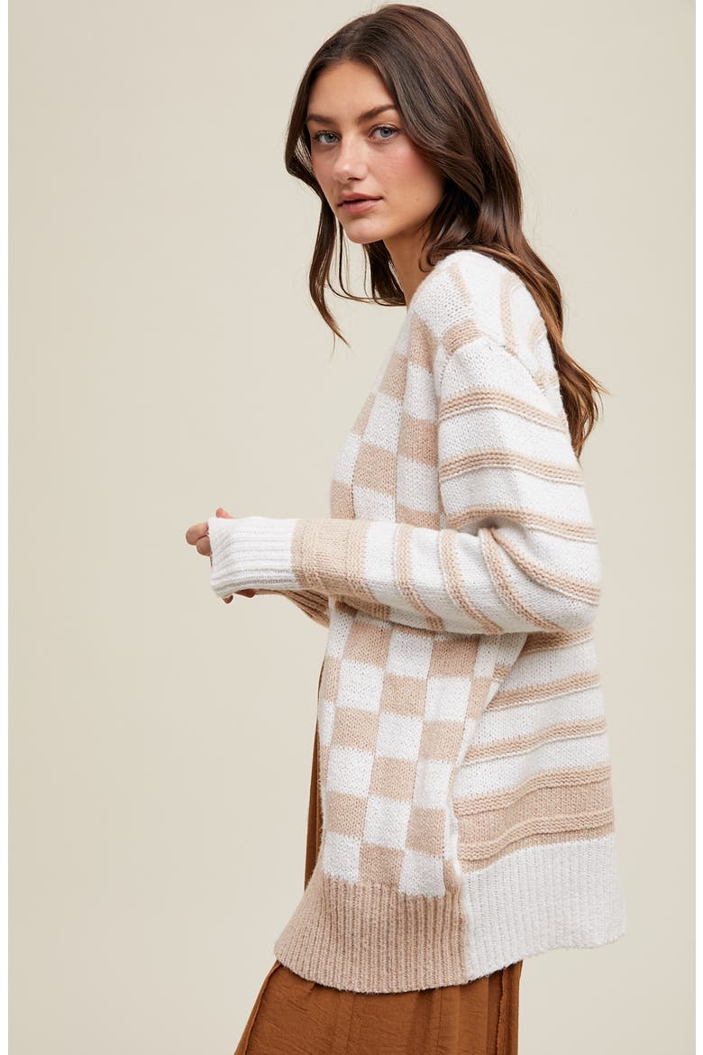 Mixed Cardigan, Alternate, color, CREAM/ TAUPE
