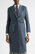 Thom Browne Windowpane Hunting Tweed Trompe L'Oiel Swarovski Crystal Long Jacket