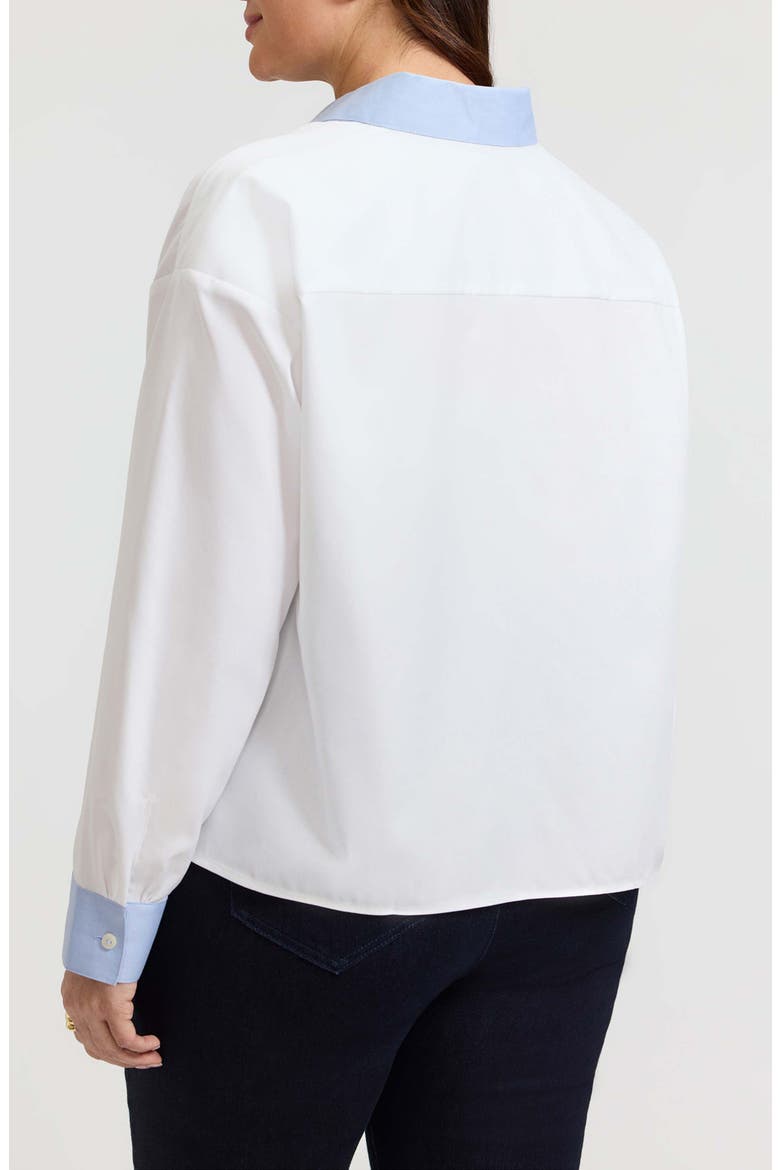 Marina Contrast Trim Cotton Button-Up Shirt, Alternate, color, WHITE