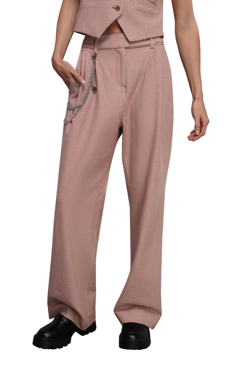 The Empower Houndstooth Wide Leg Trouser, Alternate, color, CINNAMON/OAT