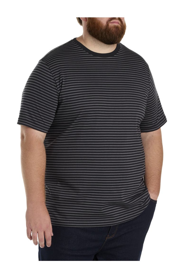 Big & Tall Moisture-Wicking Striped T-Shirt, Main, color, BLACK/GREY