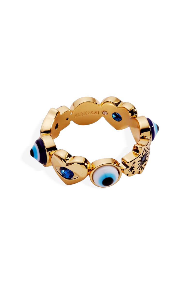 Evil Eye Band Ring, Alternate, color, Gold Blue