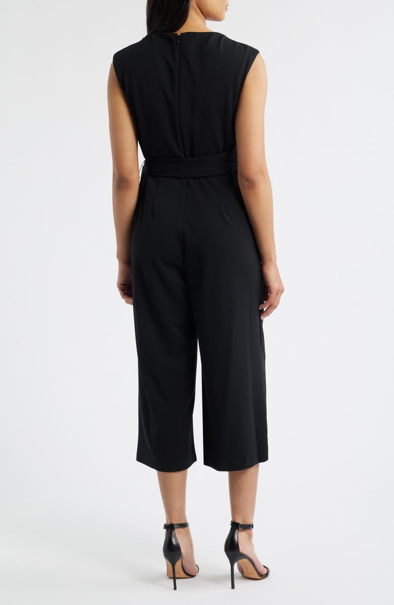 Tahari ASL Side Knot Scuba Crepe Jumpsuit, Alternate, color, Black
