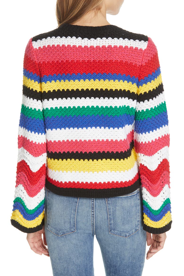 Alivia Stripe Bell Sleeve Cotton Blend Sweater, Alternate, color, MULTI