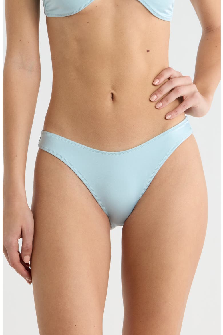 Brea Shine V-Cut Bikini Bottoms, Main, color, BLUE