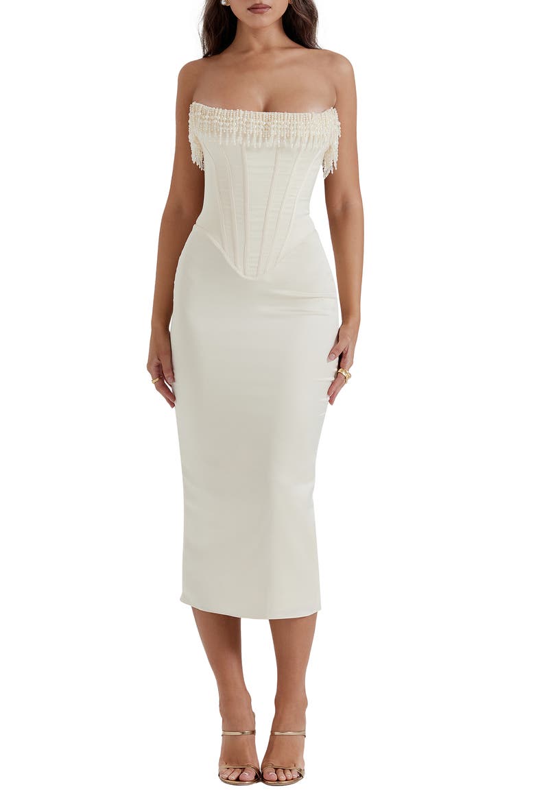 cream strapless cocktail dress Cream Vienna Strapless Maxi Dress