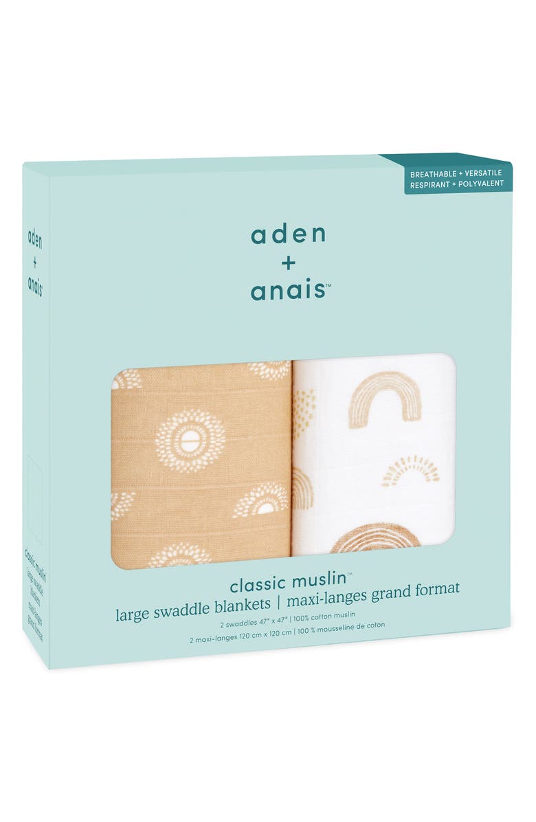 aden + anais 2-Pack Classic Swaddling Cloths, Alternate, color, Keep Rising Tan