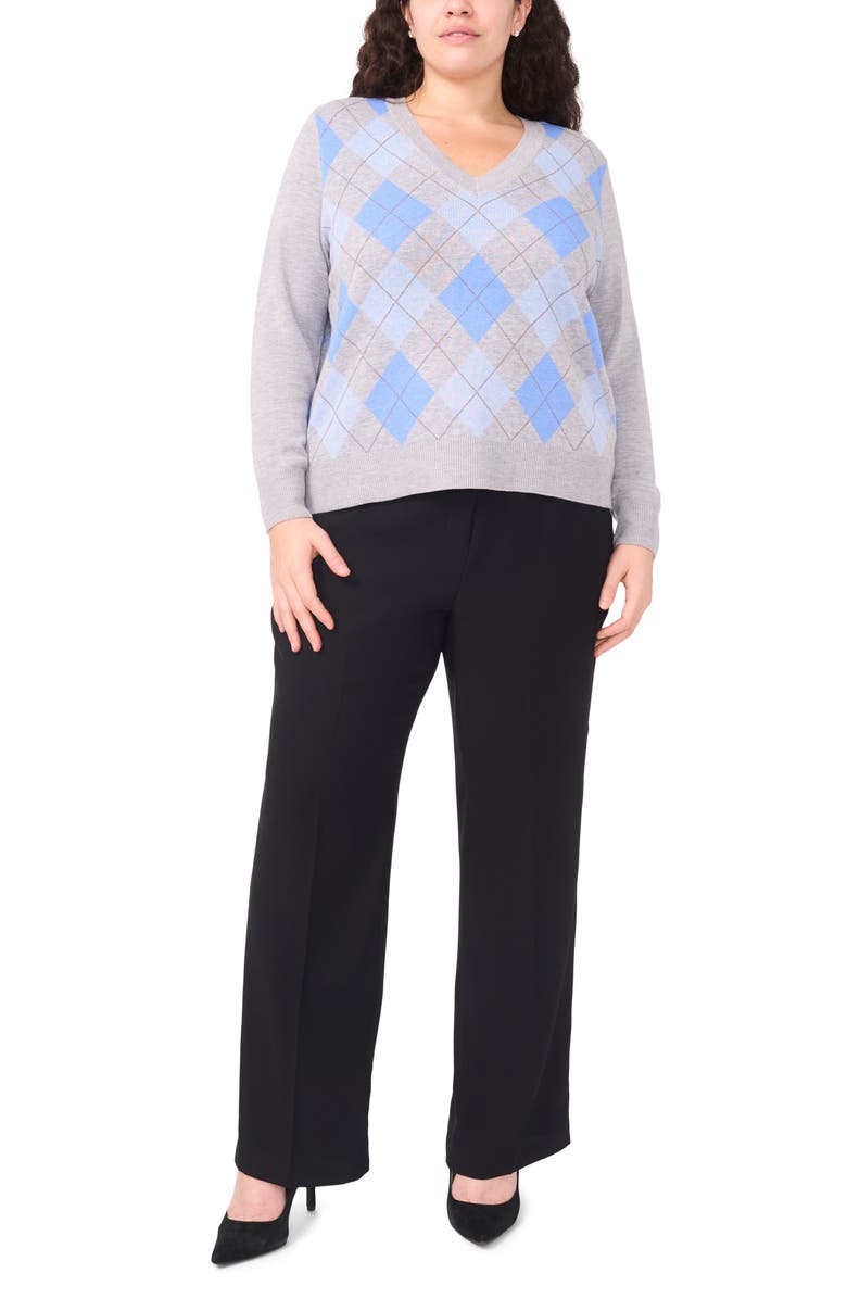 Halogen<sup>®</sup> Argyle V-Neck Sweater, Alternate, color, Light Heather Grey