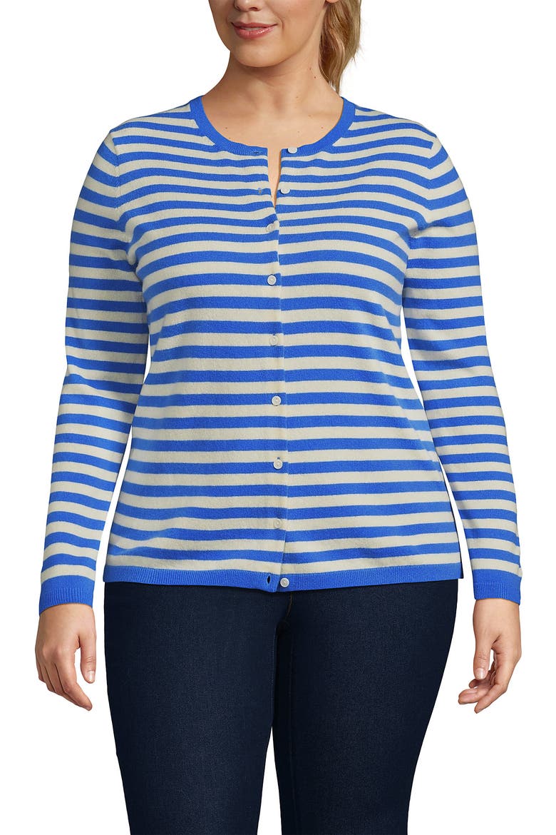 Cashmere Cardigan Sweater, Main, color, Muted Cobalt/Ivory Breton