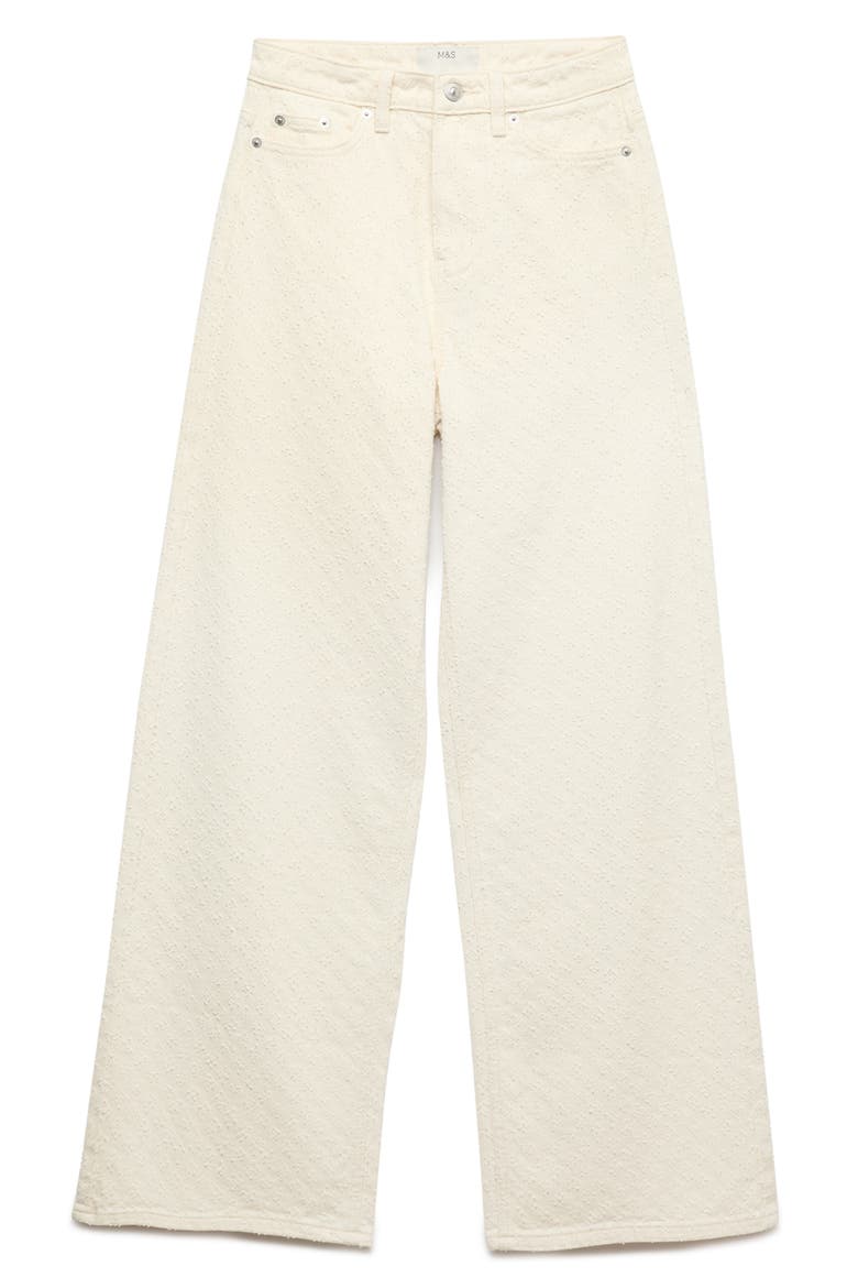 Textured Wide Leg Jeans, Alternate, color, ECRU BROWN