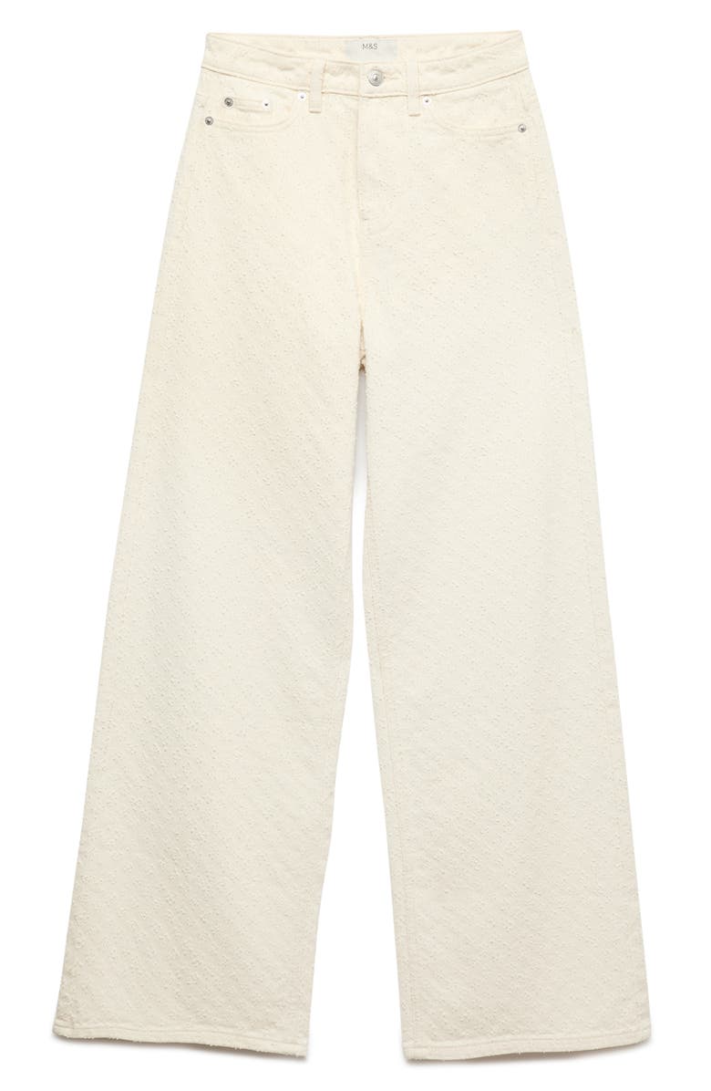 M&S Textured Wide Leg Jeans, Alternate, color, Ecru Brown