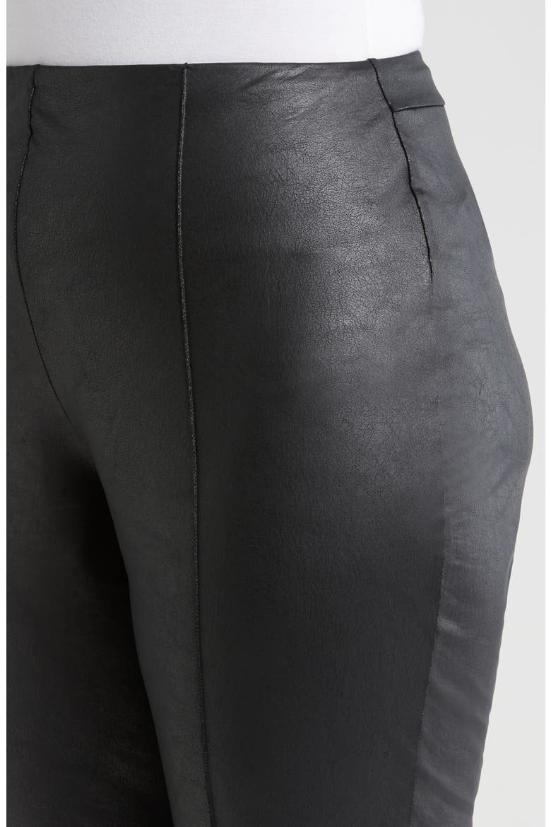 Elysse Foiled Stretch Faux Leather Pants, Alternate, color, BLACK
