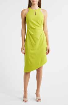 Side Pleat Asymmetric Dress
