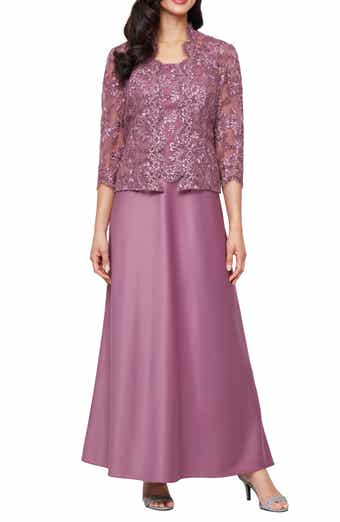 Alex Evenings Embroidered Mock Two-Piece Gown with Jacket
