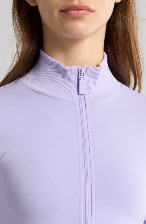 Shop Florence By Mills Crop Stretch Cotton Blend Track Jacket In Millie Lavender