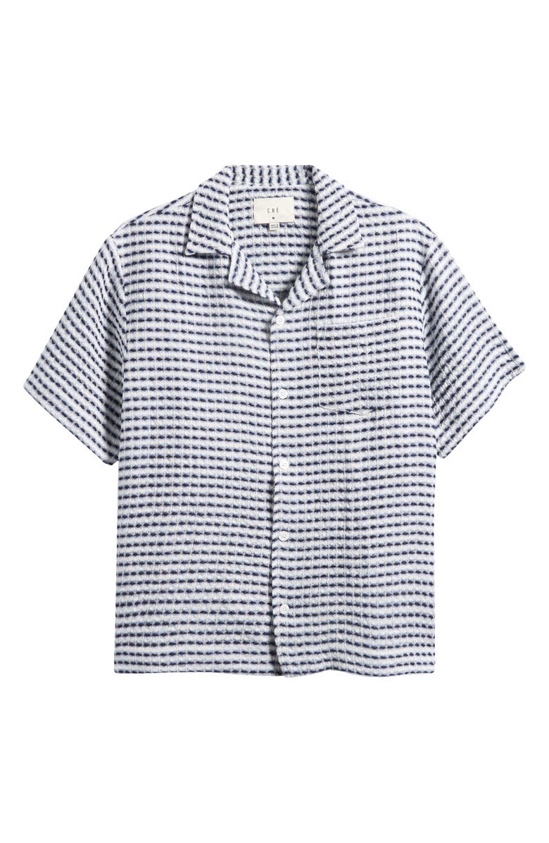 CHÉ Riita Waffle Linen Camp Shirt, Main, color, Blue