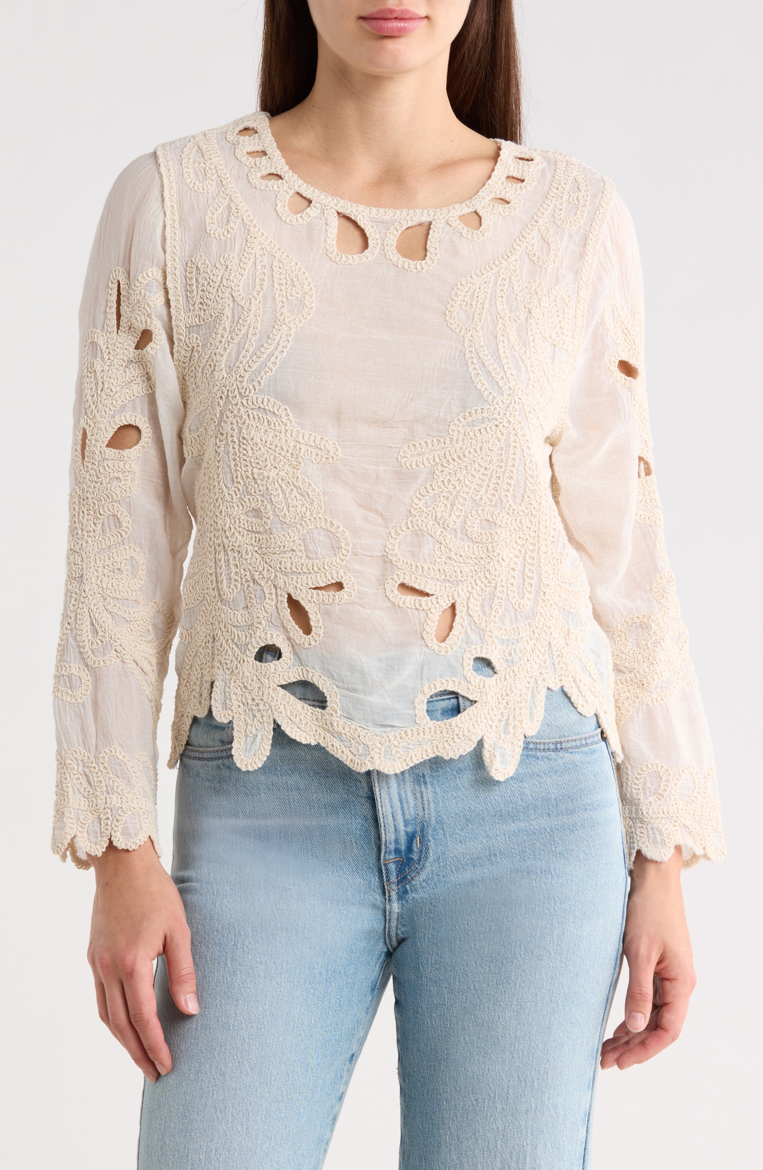 Forgotten Grace Eyelet Embroidery Woven Shirt