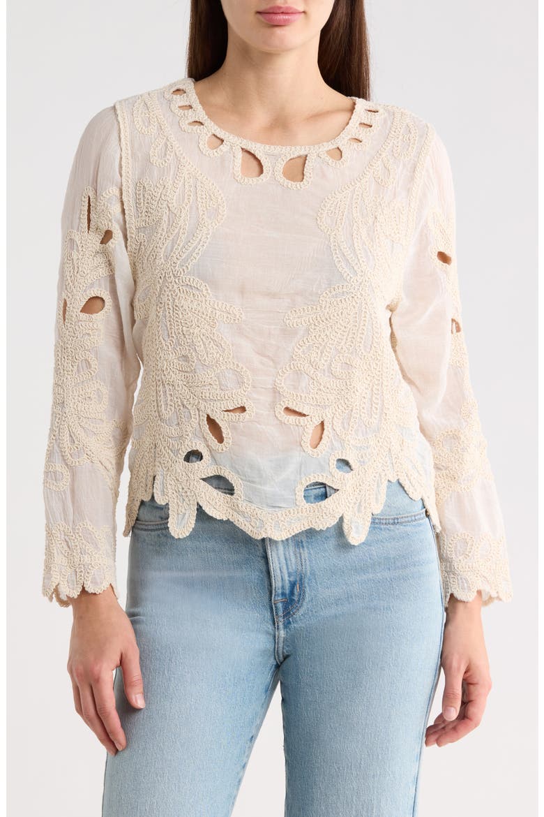 Eyelet Embroidery Woven Shirt, Main, color, WHITE