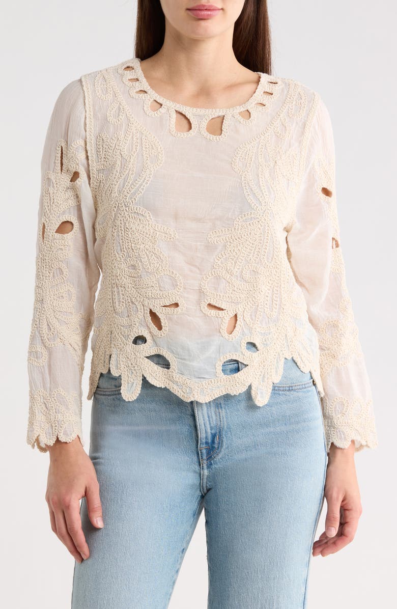Forgotten Grace Eyelet Embroidery Woven Shirt, Main, color, White