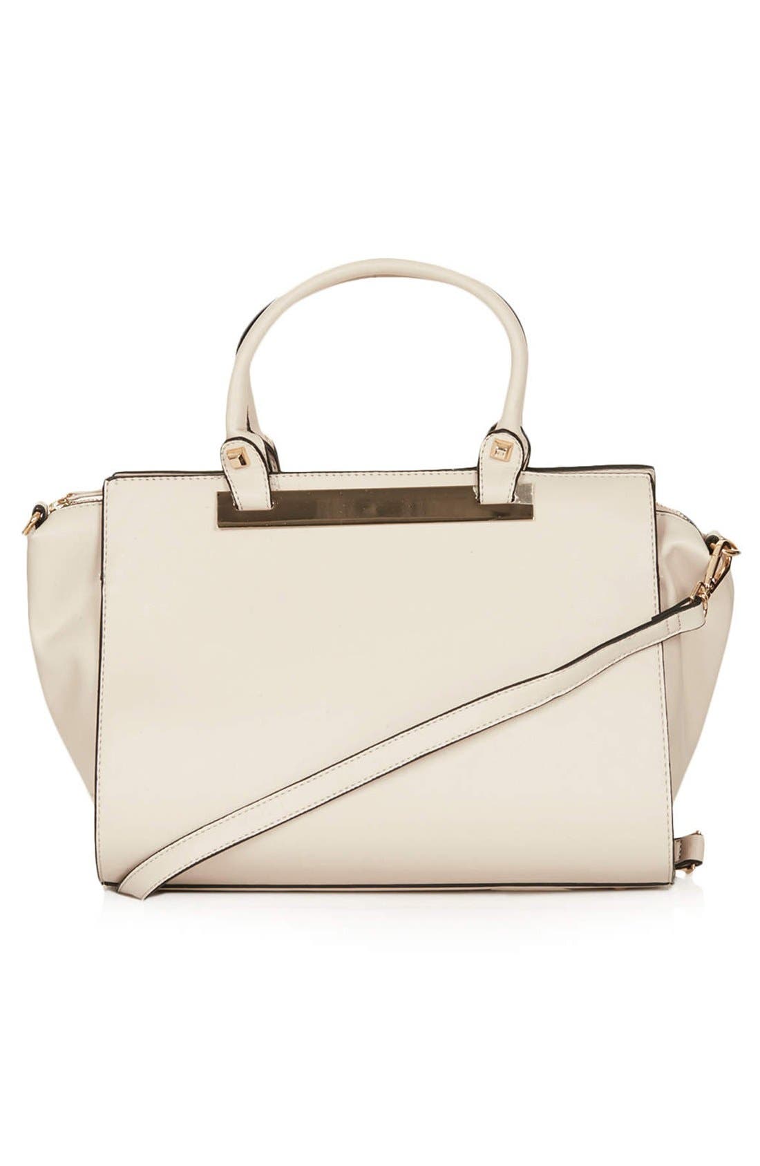 Faux Leather Handbag, Main, color, CREAM