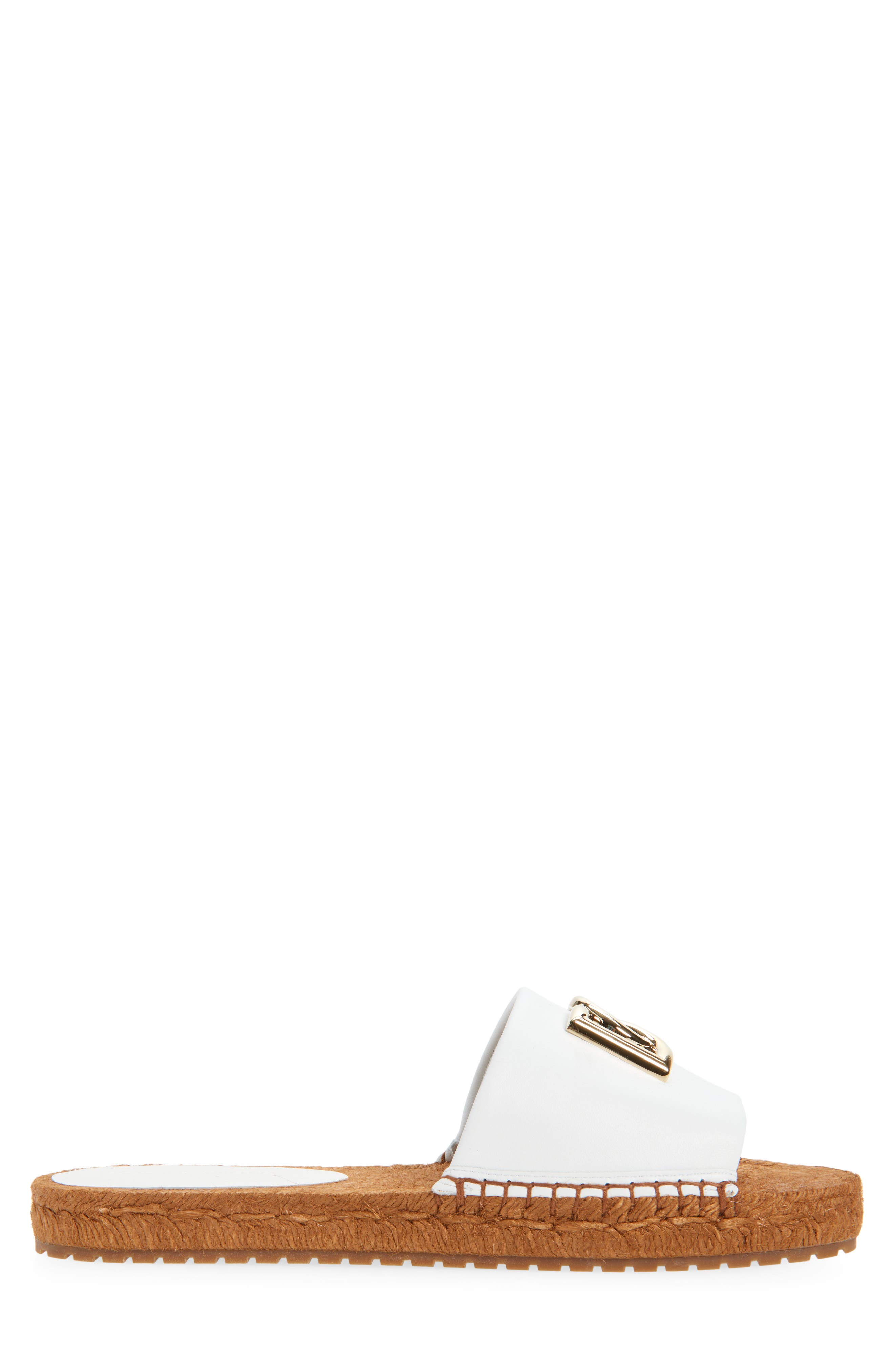 Dolce&Gabbana DG Logo Espadrille Flat Sandal, Alternate, color, Optical White