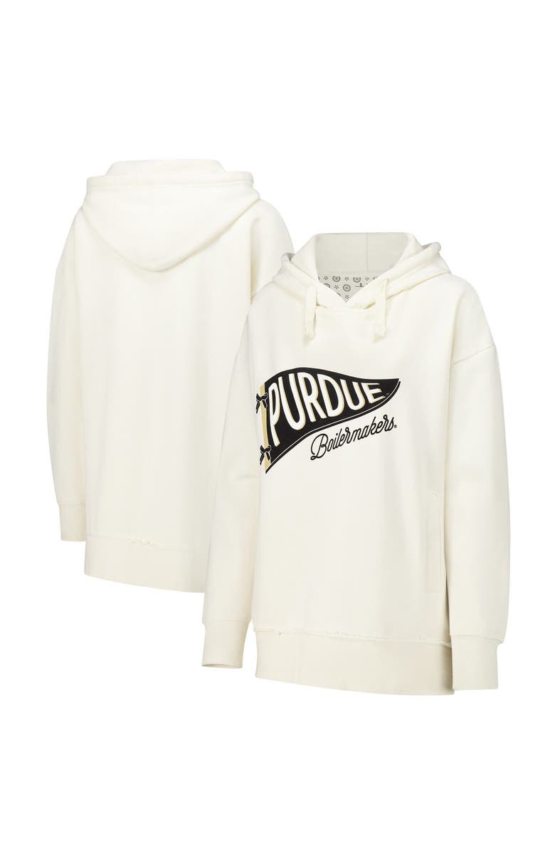 PRESSBOX Women's Pressbox Cream Purdue Boilermakers Marni Pullover Hoodie, Alternate, color, Cream