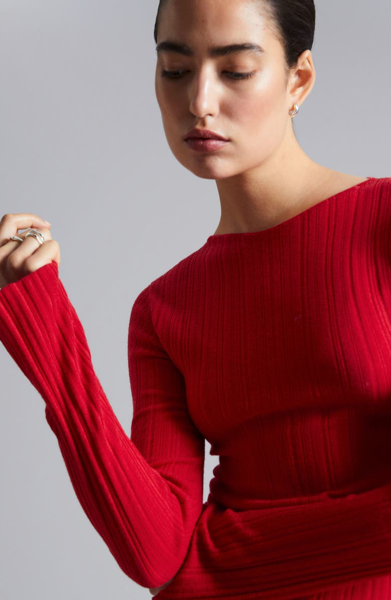 & Other Stories Bell Sleeve Wool Rib Sweater, Alternate, color, 