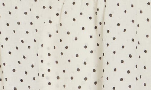 Max Studio Polka Dot Tie Neck Top In Ecru/black Hand Drawn Dot