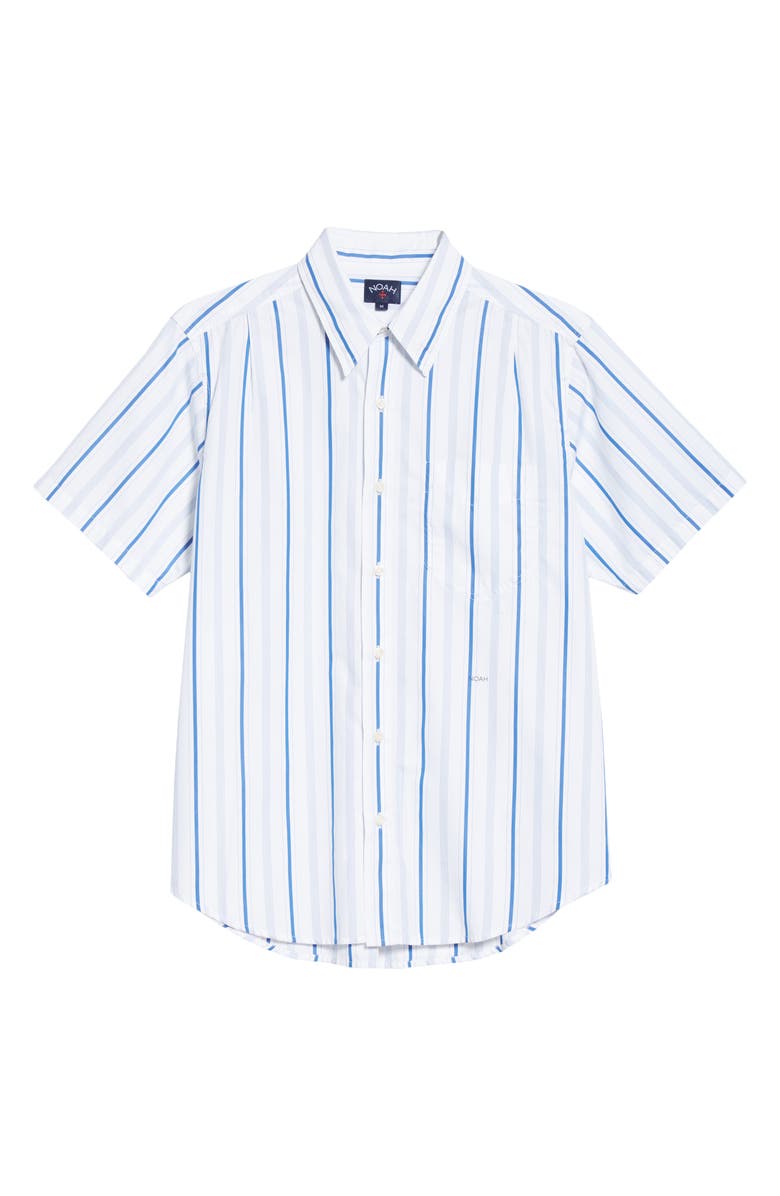 Noah Stripe Short Sleeve Cotton Button-Up Shirt, Main, color, 