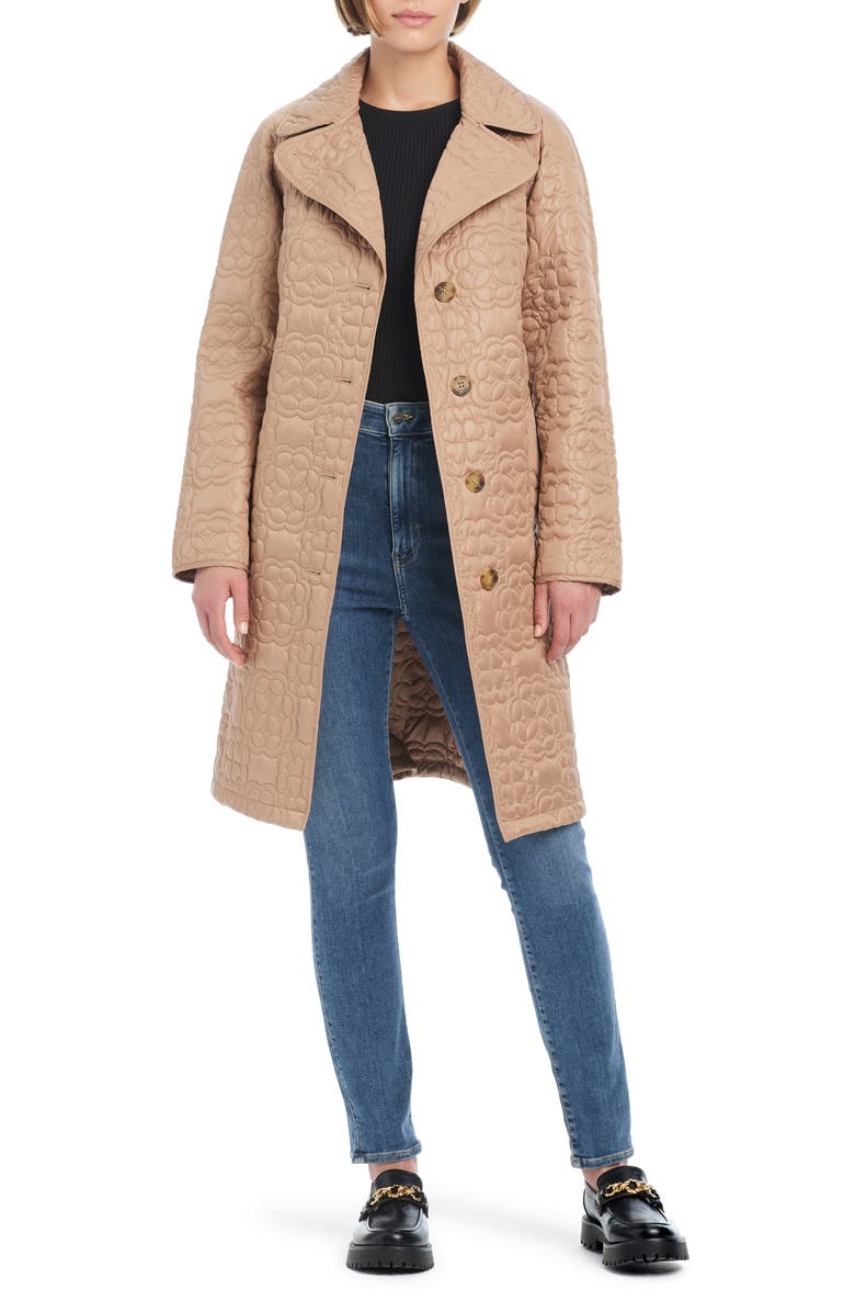 Kate Spade New York belted quilted coat, Alternate, color, Camel