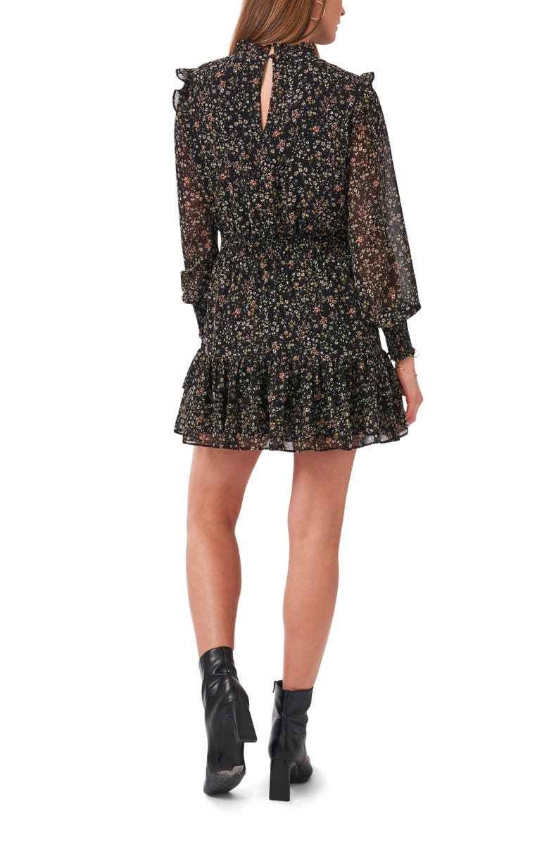 1.STATE Ruffle Neck Smocked Long Sleeve Dress, Alternate, color,