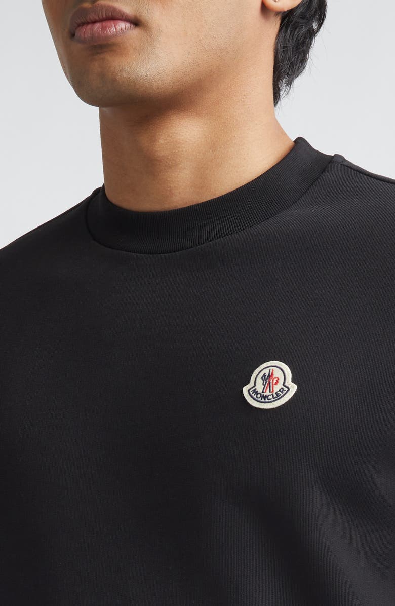 Moncler Logo Patch Fleece Sweatshirt, Alternate, color, Black