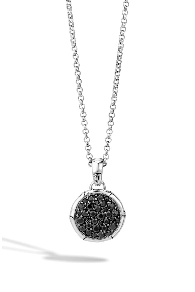 'Bamboo' Small Round Pendant Necklace, Alternate, color, BLACK