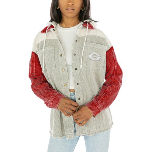 Gameday Couture Gray Georgia Bulldogs Vintage Wash Corduroy Full-snap Hooded Shacket