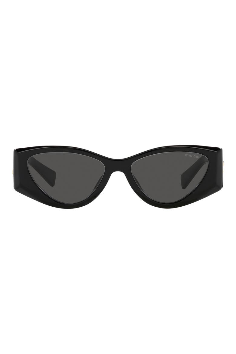 54mm Angular Cat Eye Sunglasses, Alternate, color, BLACK