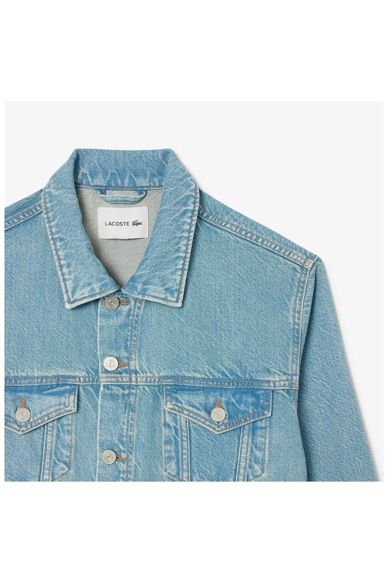 Crocodile Logo Denim Jacket, Alternate, color, WASHED BLEACH