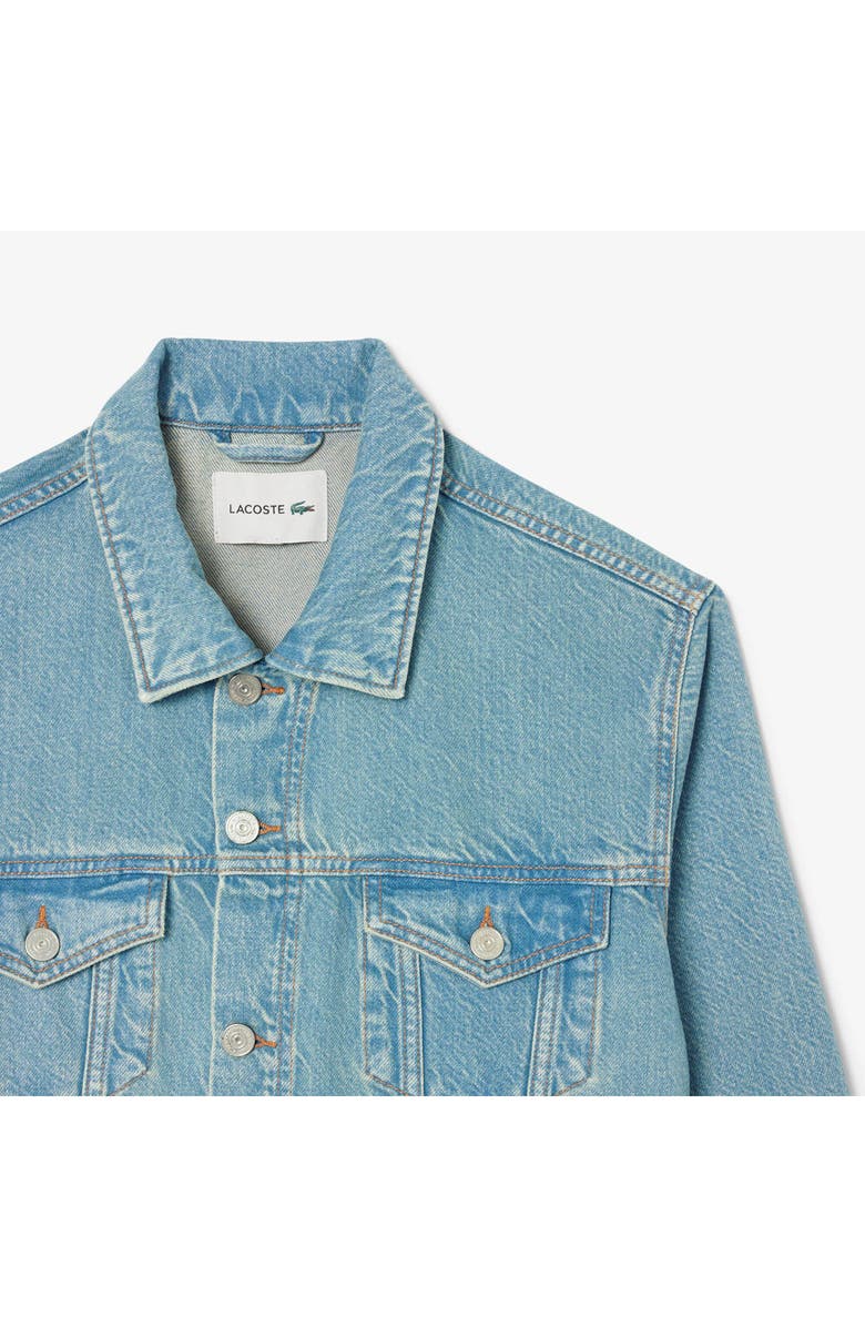 Lacoste Crocodile Logo Denim Jacket, Alternate, color, Washed Bleach