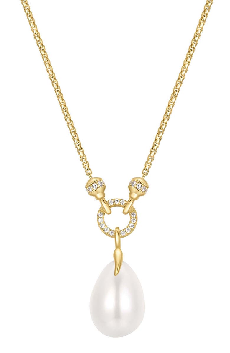 ANIA HAIE Pavé Link Faux Pearl Pendant Necklace, Main, color,