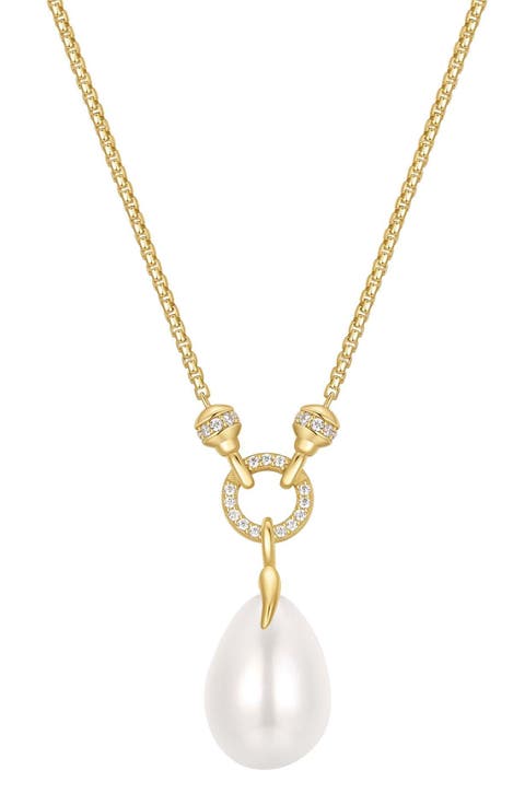 Pavé Link Faux Pearl Pendant Necklace