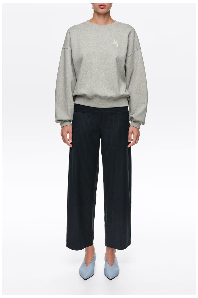 Striped Ankle-Length Maxi Trousers, Main, color, NAVY