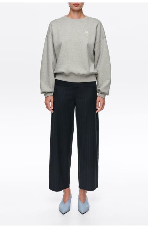 Striped Ankle-Length Maxi Trousers