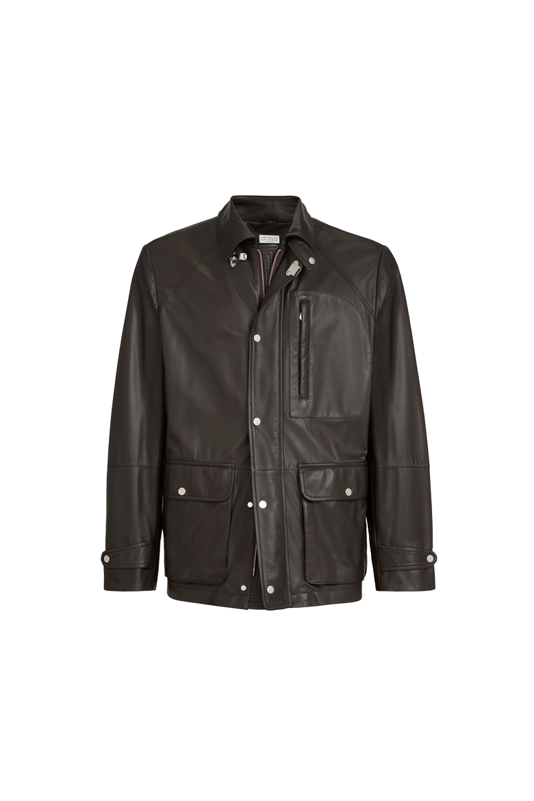 Calfskin field jacket, Alternate, color, Chocolate